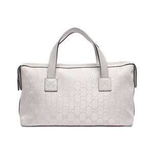 Gucci GG Canvas Leather Bowling Bag silver